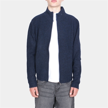 Grunt Gotfred LS Zip Brush Knit Navy